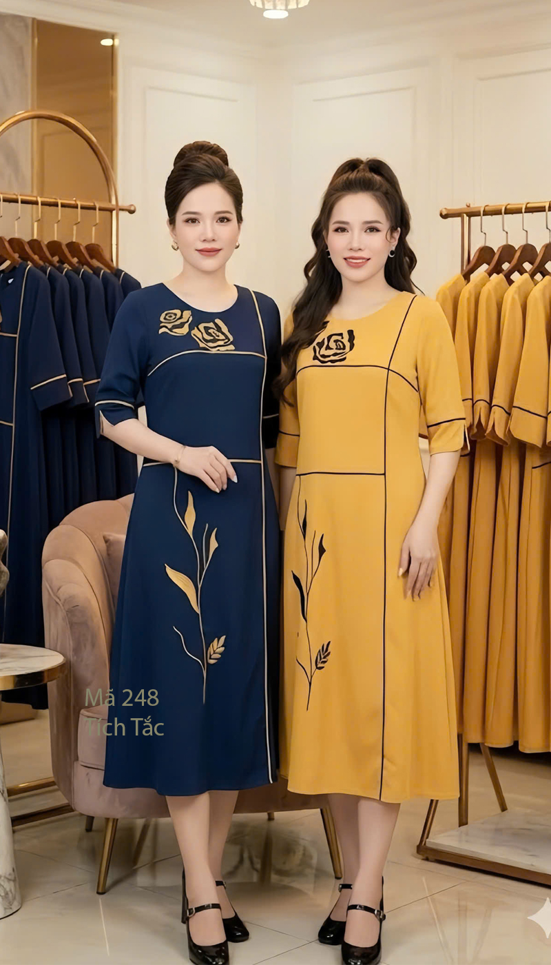 Dam suong mau xanh den theu hoa den vien den f248 6