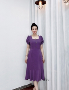 Đầm suông đuôi cá lụa màu tím - D038