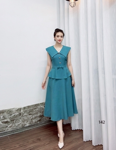 Đầm sát tay cổ bèo eo peplum sang chảnh - D142