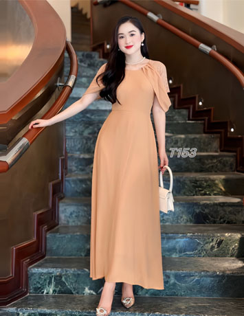 Đầm dạ hội tay ren phối choàng vai màu DA- E153