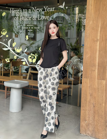 SET lụa mango họa tiết bi to màu Xanh đậm - E262
