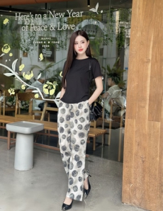 SET lụa mango họa tiết bi to màu Xanh đậm - E262
