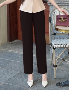 Quần ống suông gọn Trượt ý màu Đen - E808