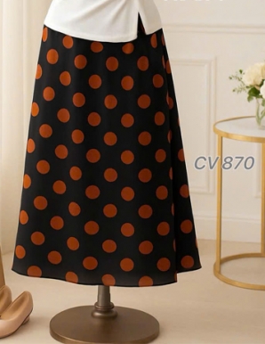  Chân váy chấm bi xòe Đen - E870