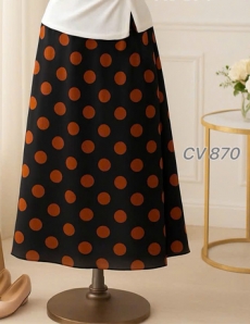  Chân váy chấm bi xòe Đen - E870