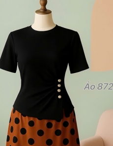  Áo thun eo cách điệu Đen - E872