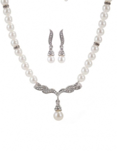 SET vòng ngọc bông tai mặt kim loại - E937