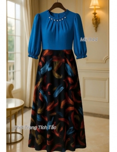 Đầm phối áo Xanh đính ngọc - E944