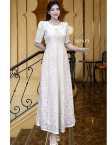Đầm dạ hội maxi ren Màu Kem - E950