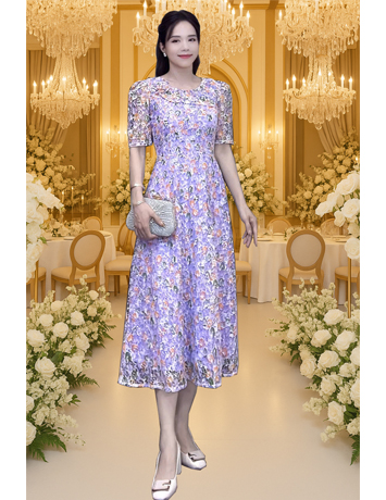 Đầm ren Bông tím - E958