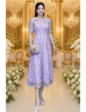 Đầm ren Bông tím - E958