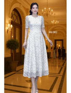 Đầm Ren 8 mảnh màu Trắng - E982