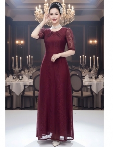 Đầm ren maxi màu đỏ trầu - F024