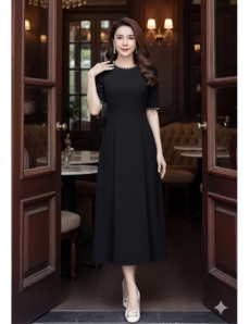 Đầm 8 mảnh cồ ngọc màu đen - F102