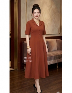 Đầm 8 mảnh cổ vest màu gạch - F188