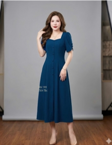 Đầm 8 mảnh thun hà lan màu xanh cổ vịt - F193