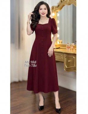 Đầm 8 mảnh thun hà lan màu đỏ - F194