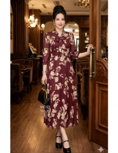 Đầm xòe voan bông cột nơ màu đỏ - F227