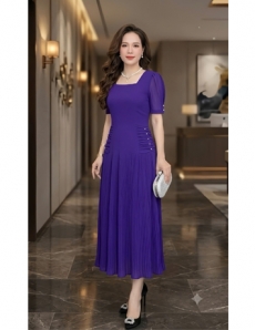 Đầm dập ly nhúng hông màu tím - F311