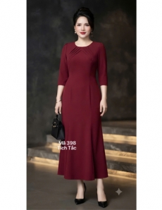 Đầm đuôi cá cổ xếp ly màu đỏ - F398