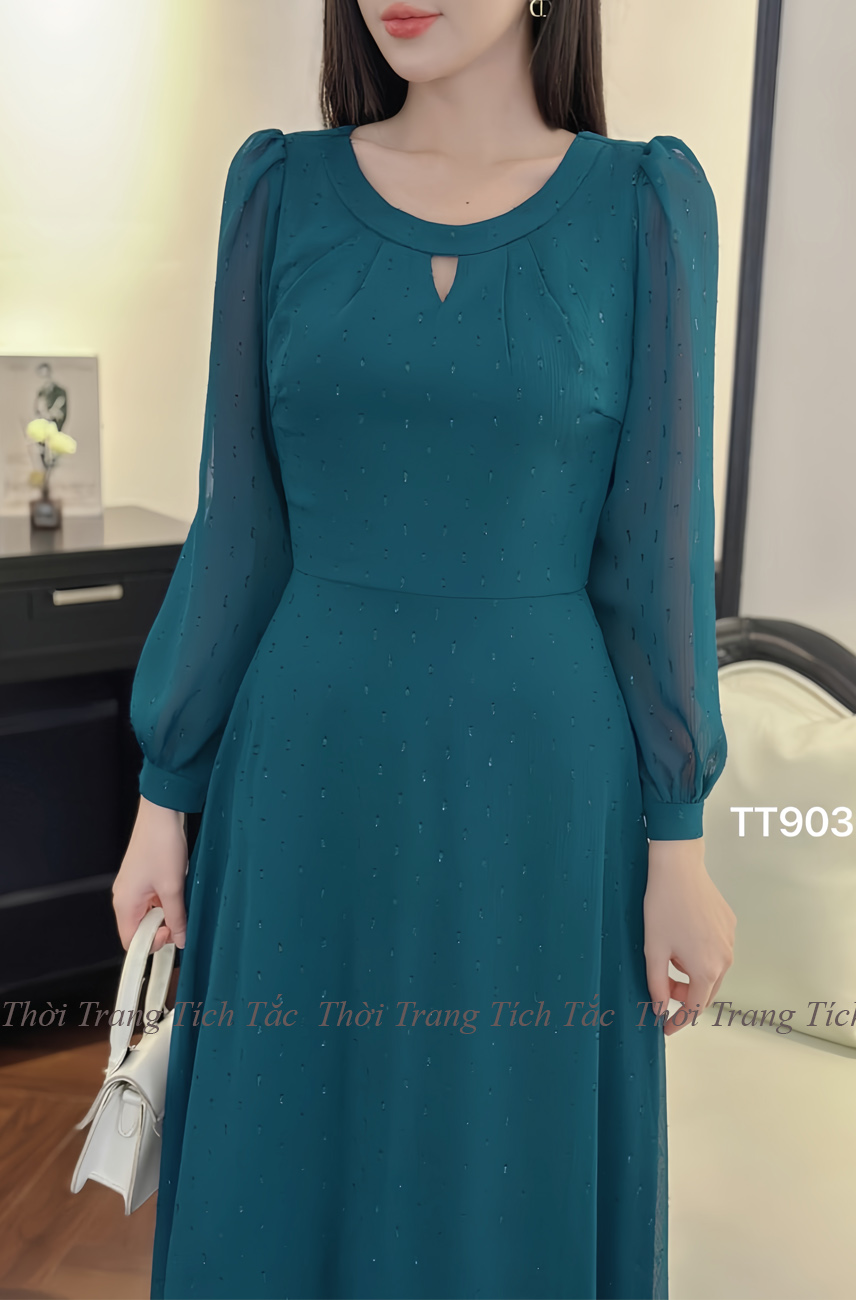 Da m maxi voan to theu bi no i ma u xanh d903 10