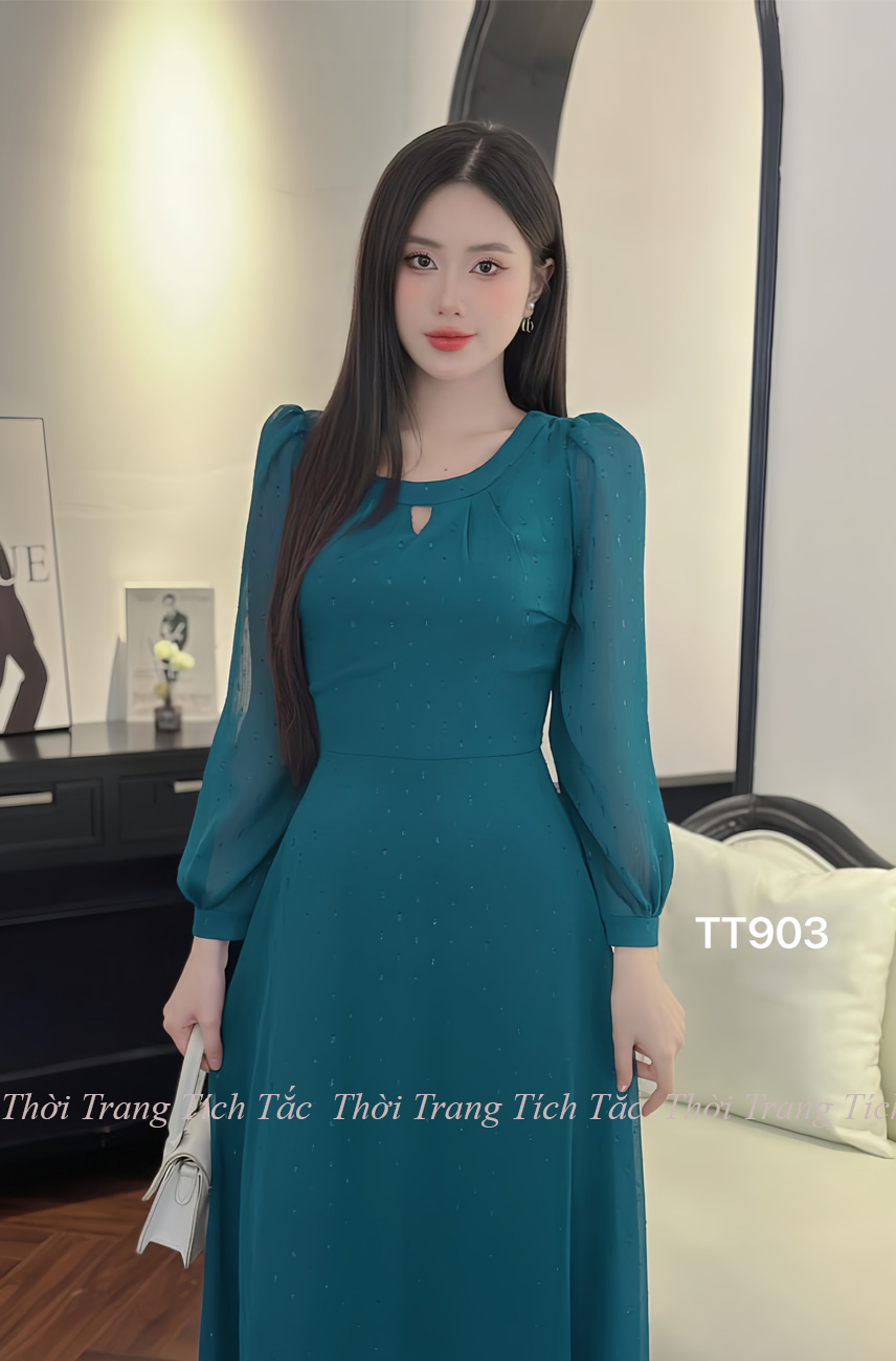 Da m maxi voan to theu bi no i ma u xanh d903 2