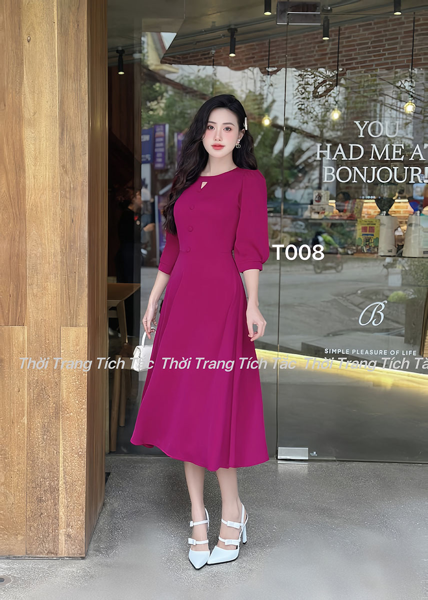Dam xoe lua co tron dinh nut tay lo mau hong e008
