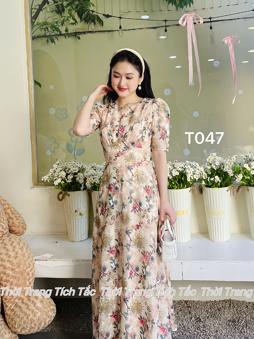 Dam xoe hoa voan to theu chan nguc mau da e047 8