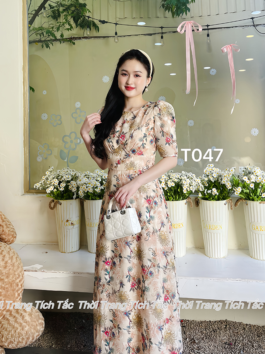 Dam xoe hoa voan to theu chan nguc mau da e047 9