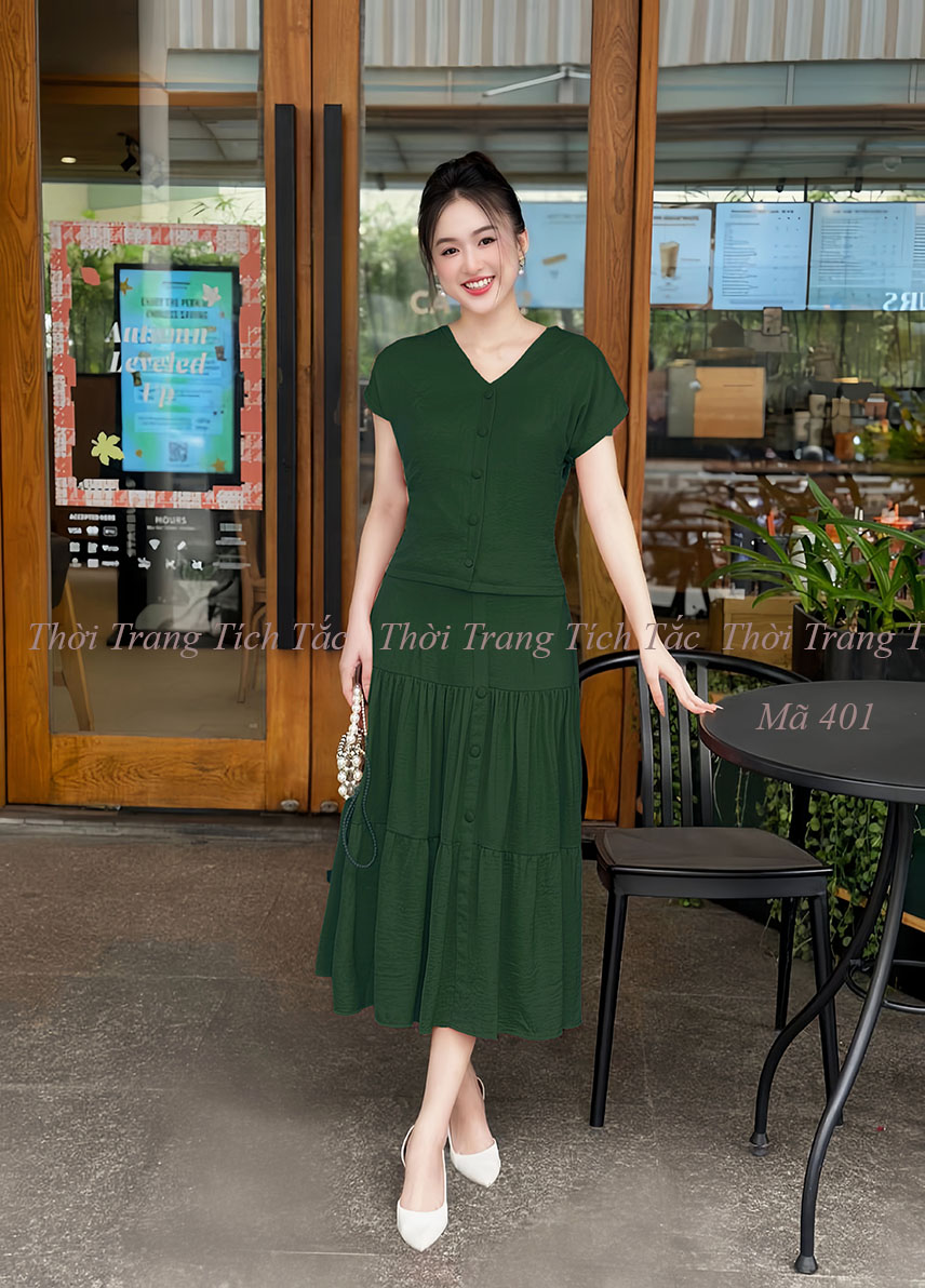 Set ao canh doi chan vay beo tang mau xanh e401 3