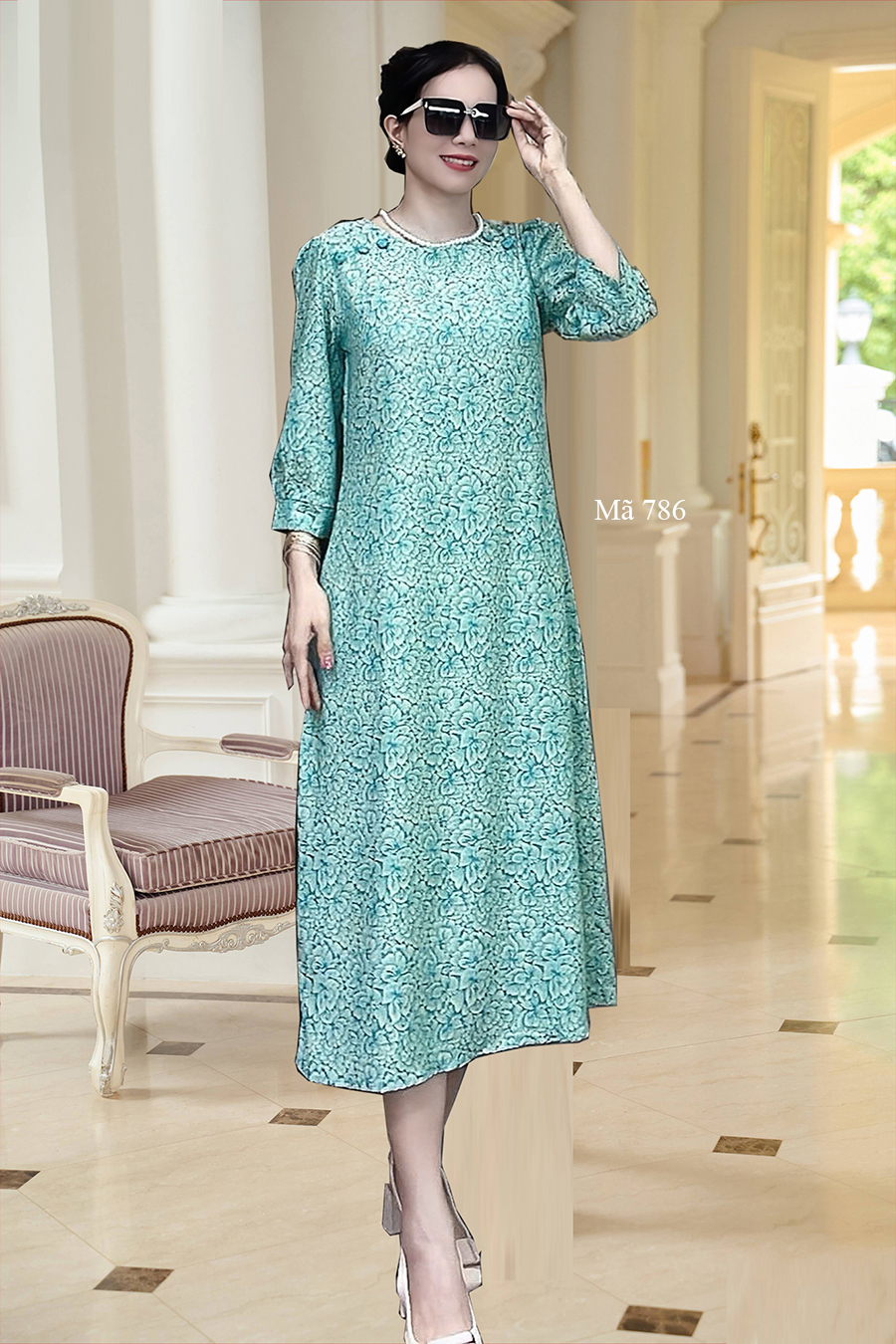 Dam suong lua vai dinh nut mau xanh e786 4