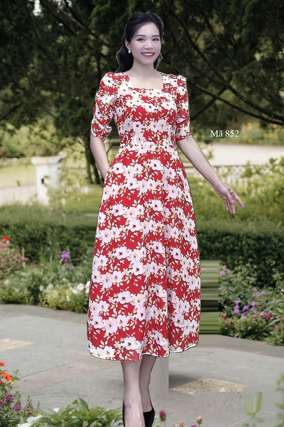 Dam voan xoe co vuong do e852 4