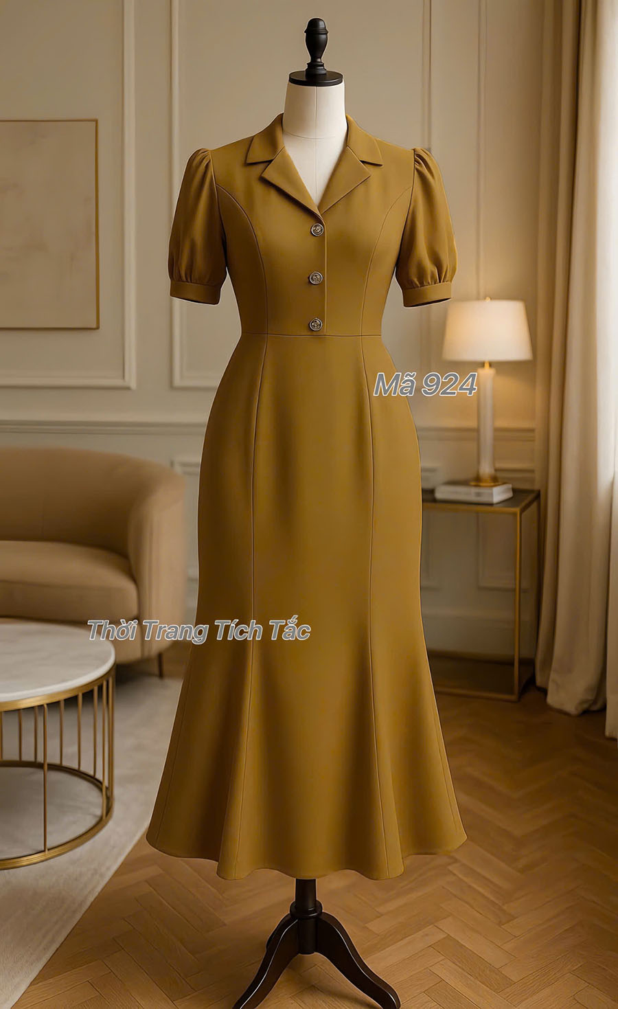 Dam suong duoi ca co vest mau nau e924 3