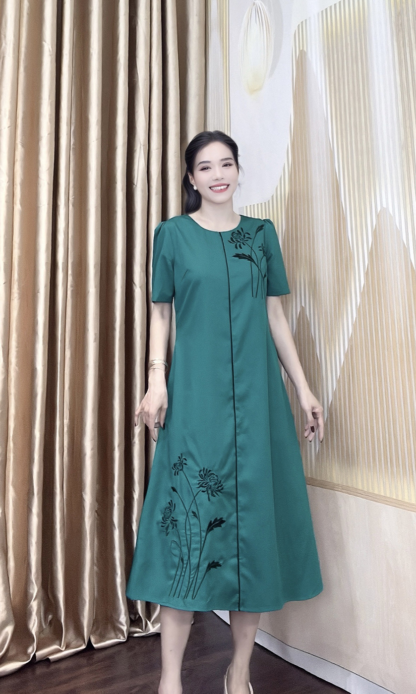 Dam suong mau xanh theu hoa e986 2