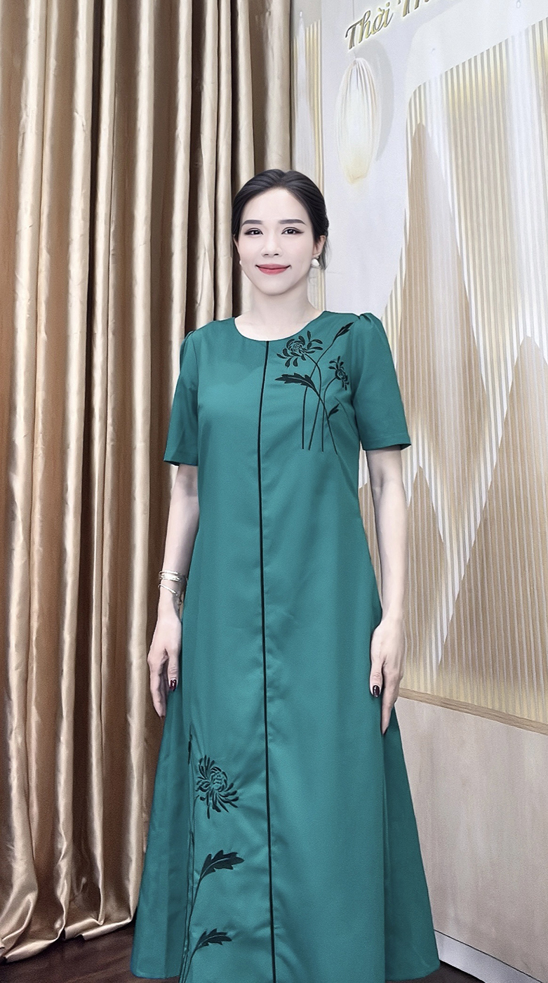 Dam suong mau xanh theu hoa e986 5