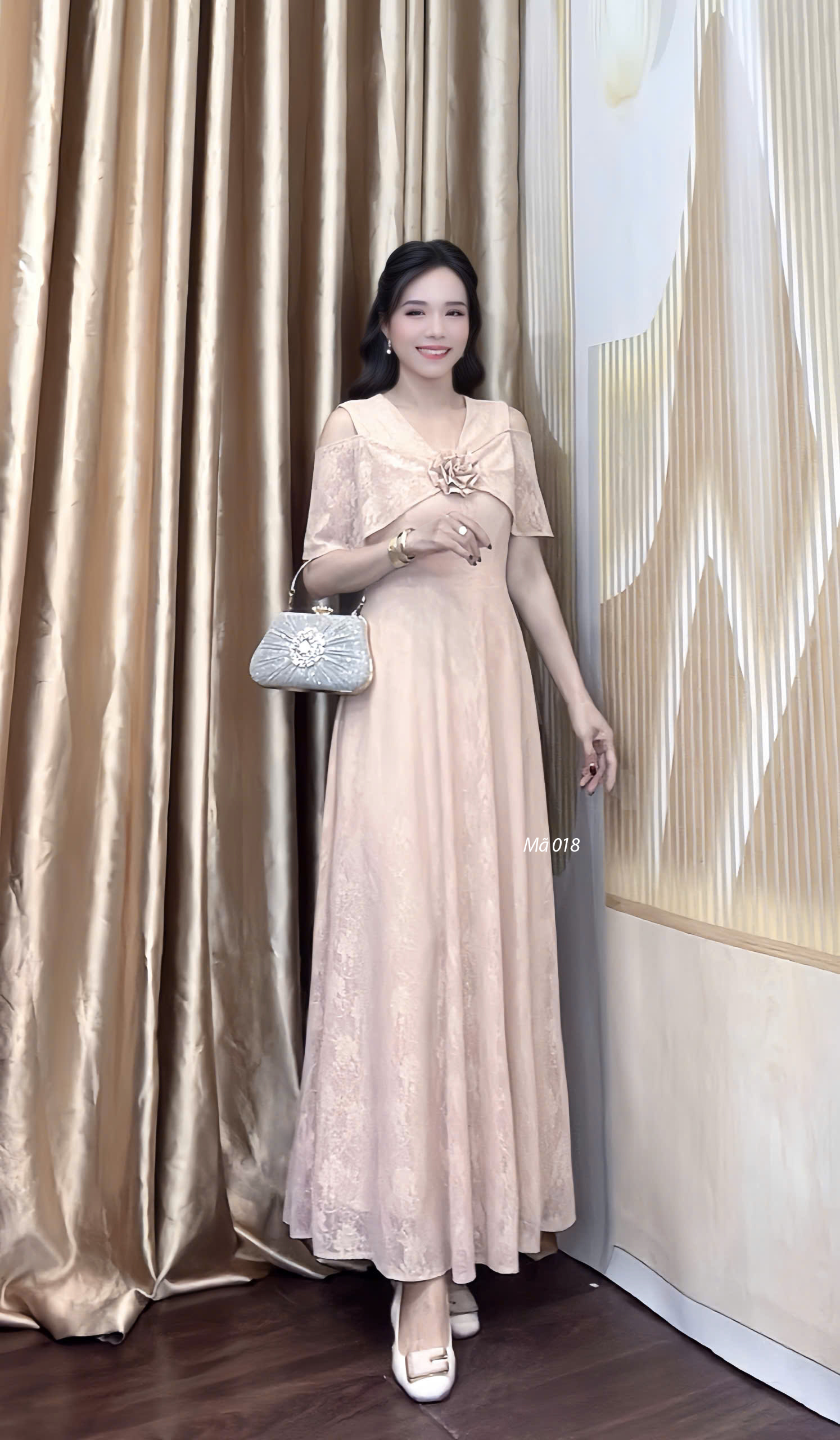 Dam maxi ren cao cap rot vai mau da f018 2