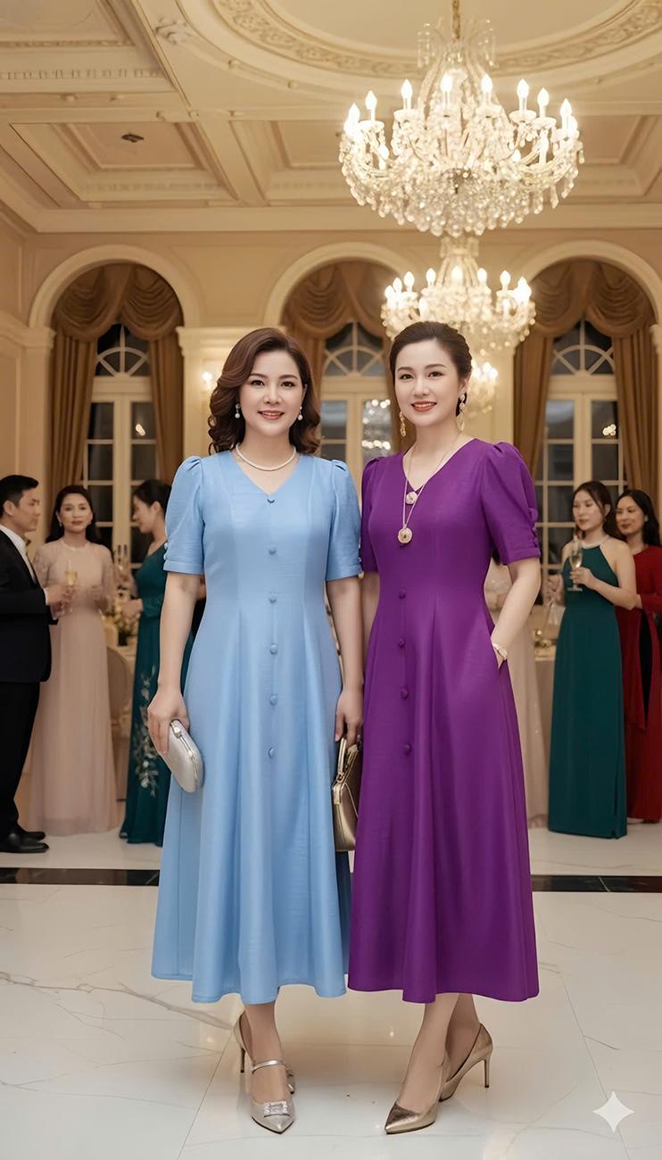 Dam co tim 8 manh mau hong tim f021 2