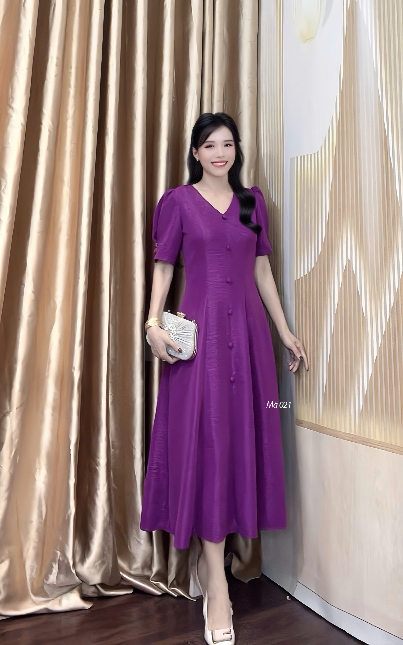 Dam co tim 8 manh mau hong tim f021 3