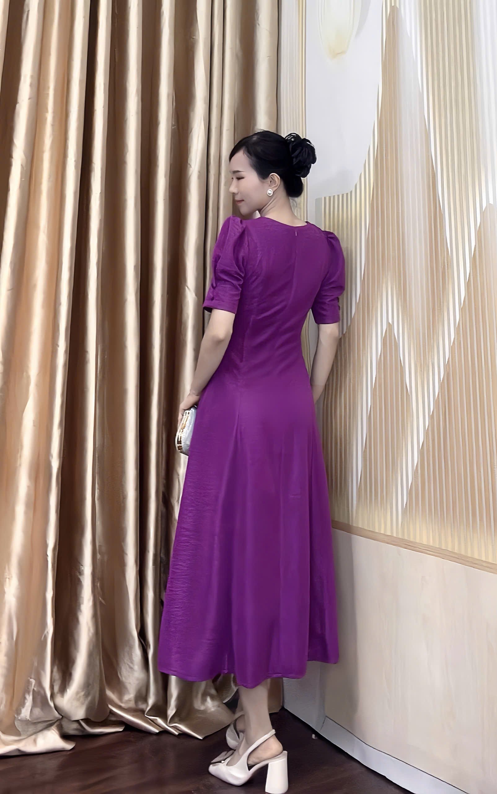 Dam co tim 8 manh mau hong tim f021 6