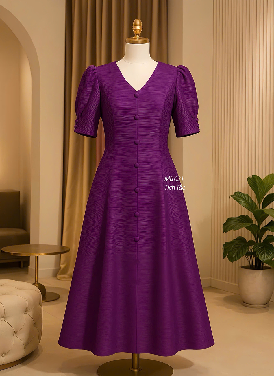 Dam co tim 8 manh mau hong tim f021 8