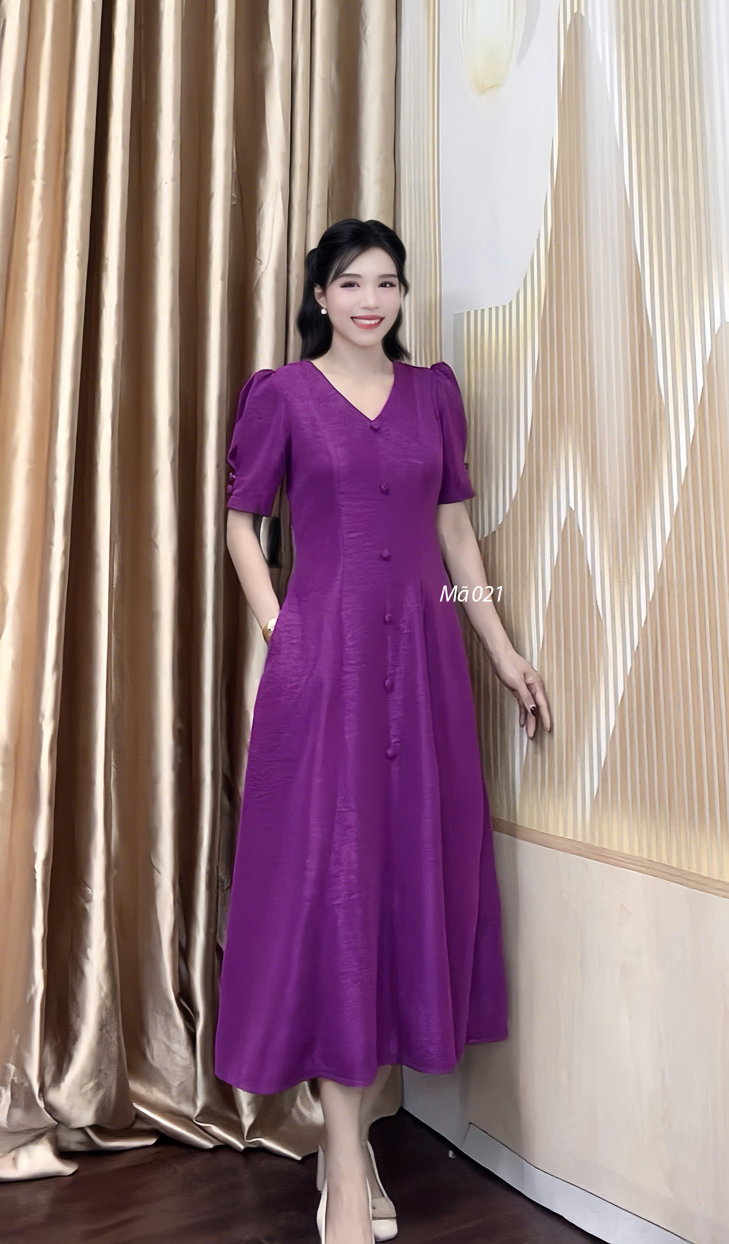 Dam co tim 8 manh mau hong tim f021 9