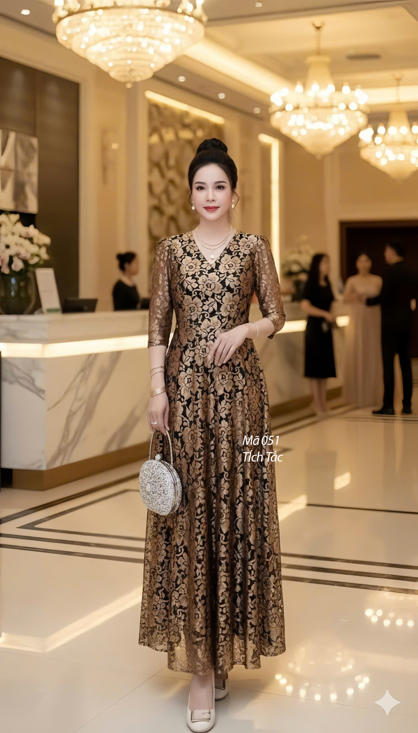 Dam ren maxi co tim hoa vang dong f051 1