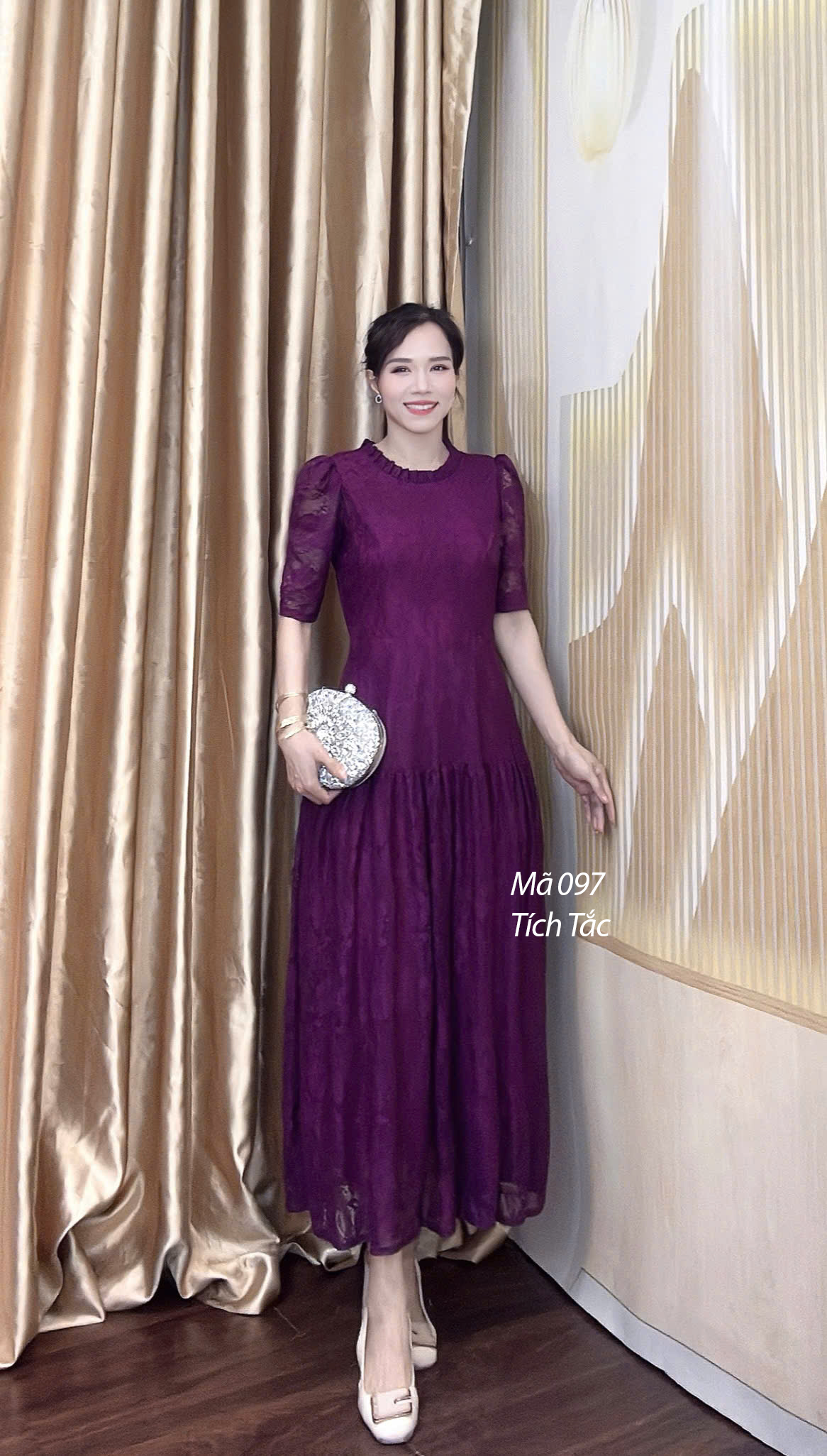 Dam ren co tron tang xoe mau tim cam f097 4