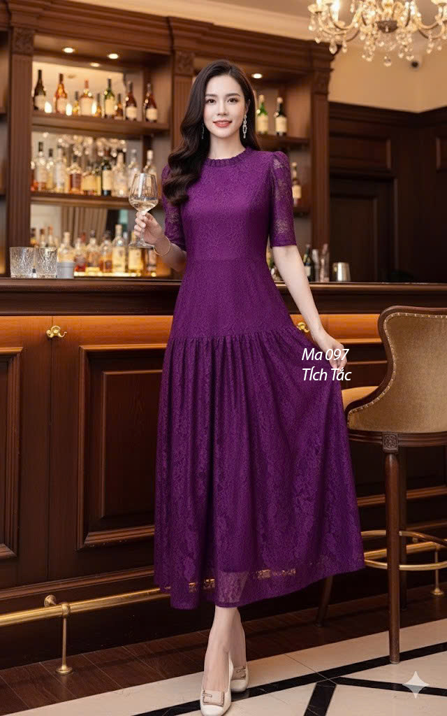 Dam ren co tron tang xoe mau tim cam f097 5