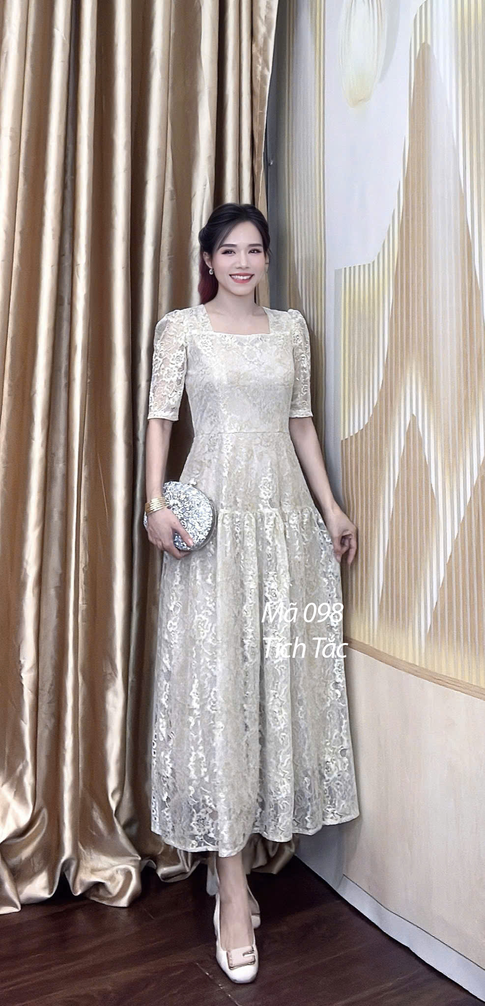 Dam ren co vuong tang xoe mau vang kem f098 4