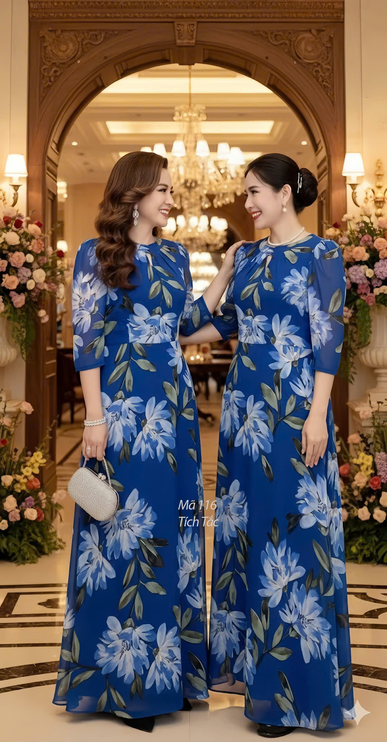Dam maxi voan bong co tron mau xanh duong f116 3