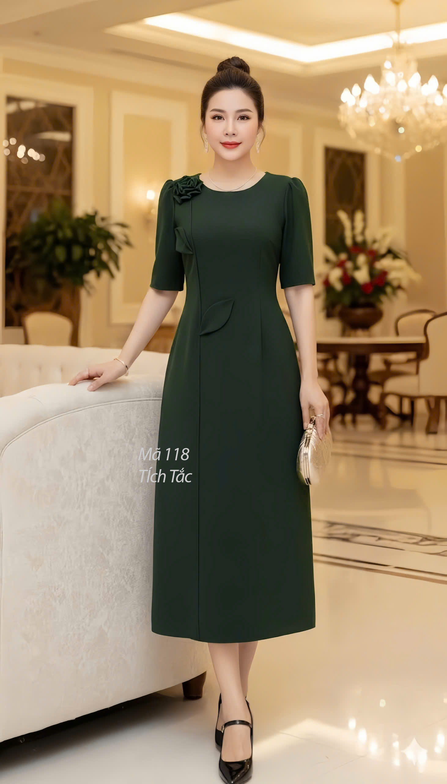 Dam dang chu a mau xanh reu dinh hoa thu cong f118 7