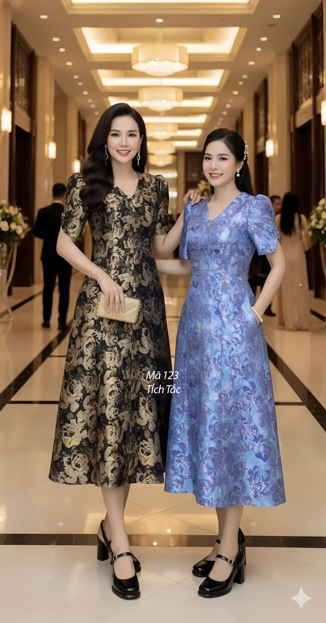 Dam body suong gam co tim mau den hoa vang f124 1