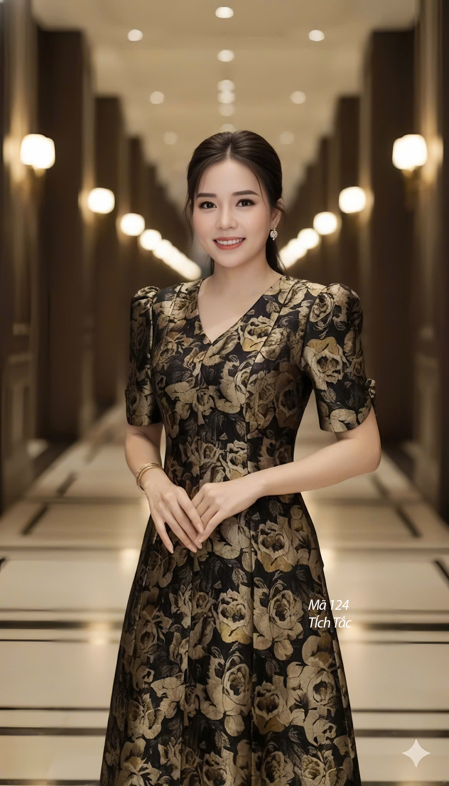 Dam body suong gam co tim mau den hoa vang f124 2