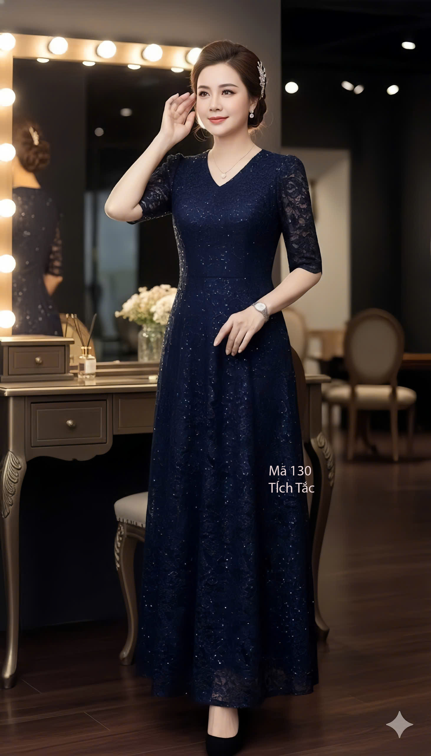 Dam ren maxi co tim hat kim sa mau xanh den f130-2